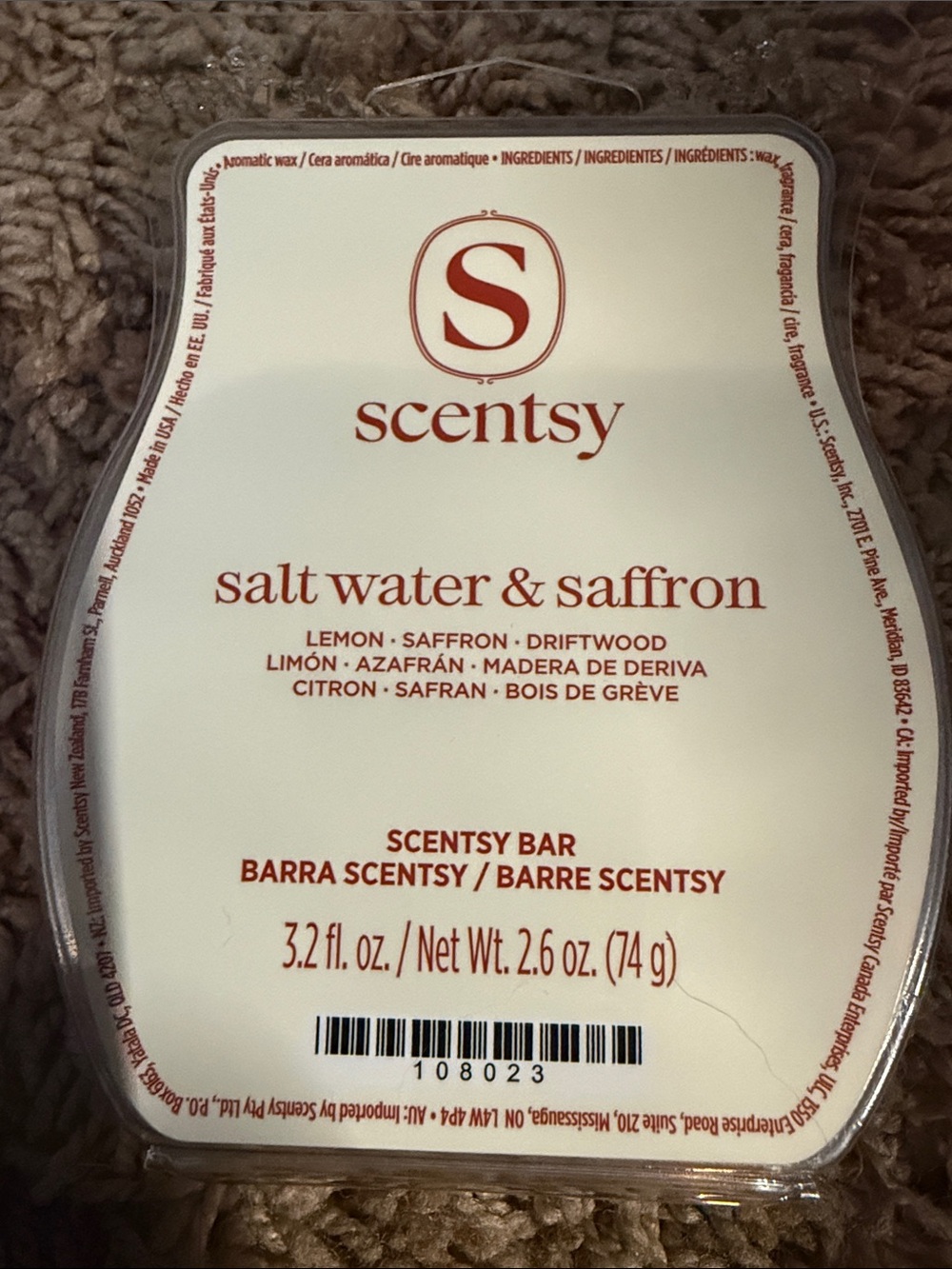 Scentsy Salt Water & Saffron Scentsy Bar
